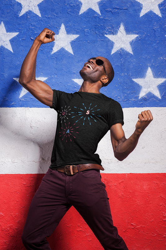 USA Fireworks Unisex Black T-shirt