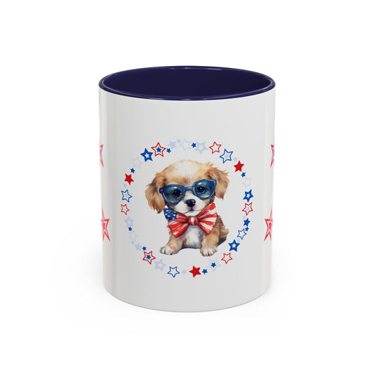 Mug - Cute, Patriotic Puppy (11 oz, 15 oz)